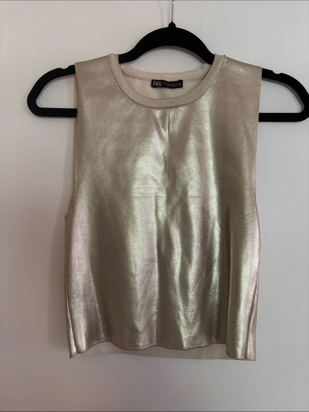 Zara Metallic Gold Sleeveless Tank Top